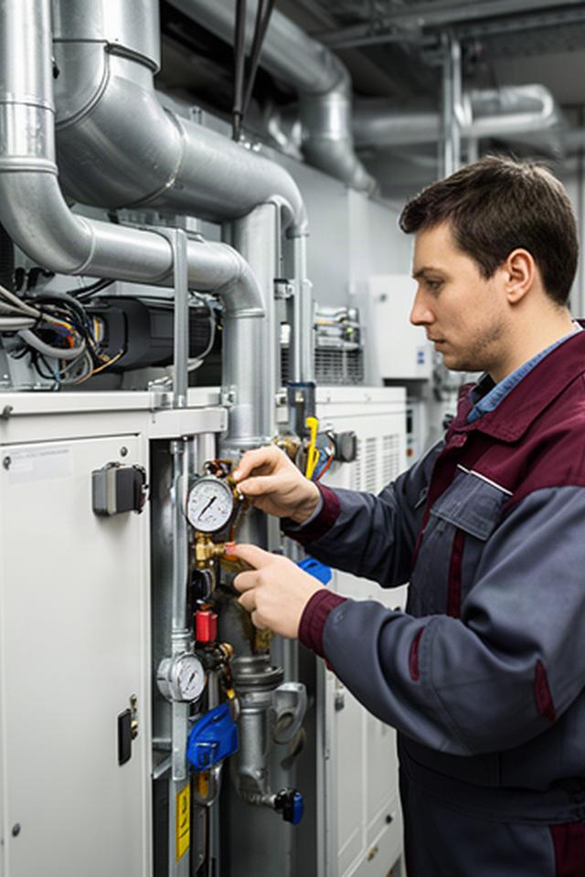 Técnico revisando un sistema de climatización industrial durante una visita programada